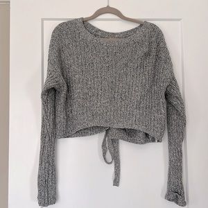 Hollister Women’s Grey Sweater Crop With Bow in Back